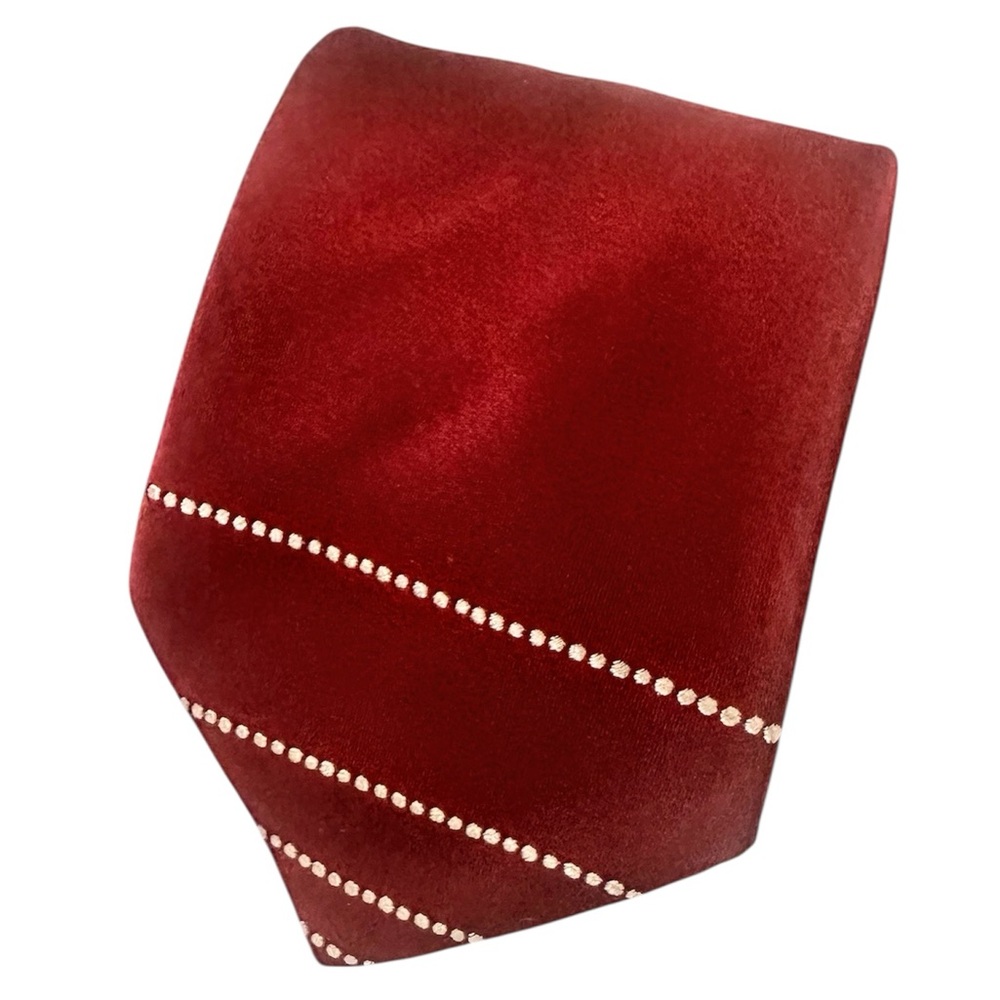 VALENTINO Silk Tie Made in Italy Luxurious Elegant Red with White Silk Tie